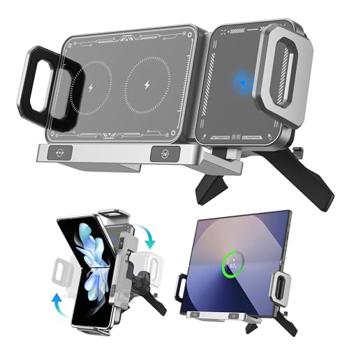 Dual Coil Auto Handyhalterung, kabelloses QI 15W Auto-Ladegerät, kompatibel mit Samsung Galaxy Z Fold/Flip 6/5/4/3, Handy-Sensorhalterung für Google 8a/9 pro/9 von BRIMFORD