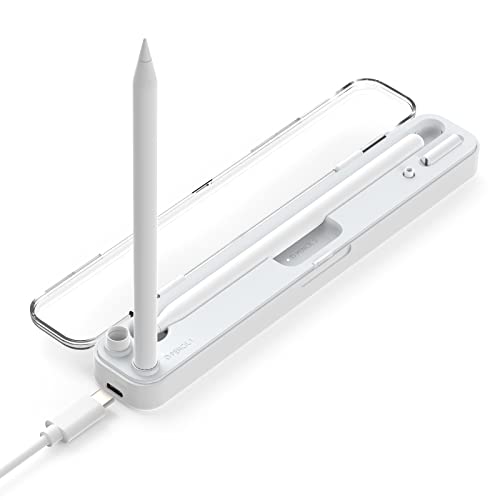 Laden Sie das iPad Apple Pencil überall mit 2-in-1-Ladestation - kompatibel mit der 2. und 1. Generation, mit Speicherschlitzen für Adapter und Schutzhülle (mit Akku) von BRIMFORD
