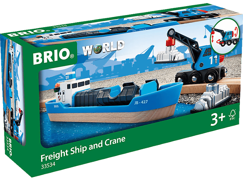 BRIO Containerschiff mit Kranwagen Mehrfarbig von BRIO