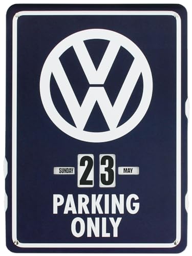 BRISA VW Collection - Volkswagen T1 Bulli Bus Endloskalender, Ewiger Kalender zum Aufhängen (37 x 27 x 0,5 cm | 4c bedruckte Pappe) (Parking Only/Blau) von BRISA