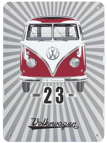BRISA VW Collection - Volkswagen T1 Bulli Bus Endloskalender zum Aufhängen (37 x 27 x 0,5 cm | 4c bedruckte Pappe) (Samba Stripes/Bunt) von BRISA