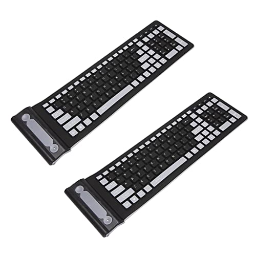 BRIUERG Mini-Tastatur mit USB-Empfänger, tragbar, flexibel, aufrollbar, wasserabweisend, waschbar, weiches Silikon, 2 Stück von BRIUERG