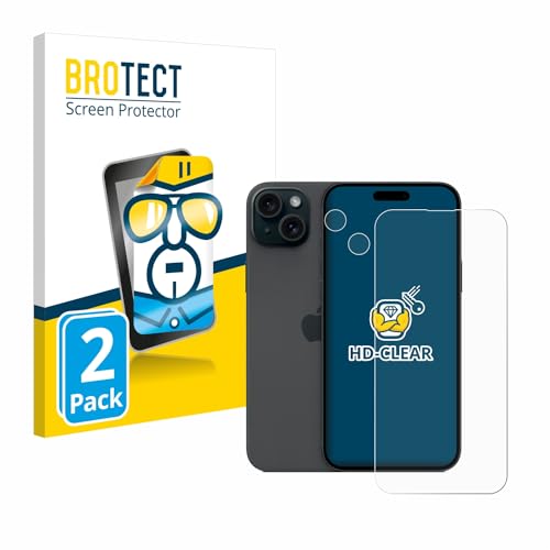 BROTECT (2 Stück Schutzfolie für Apple iPhone 15 Plus (Display+Kamera) Displayschutz Folie Ultra-Klar von BROTECT