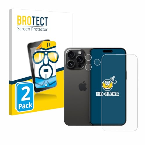 BROTECT (2 Stück Schutzfolie für Apple iPhone 15 Pro Max (Display+Kamera) Displayschutz Folie Ultra-Klar von BROTECT