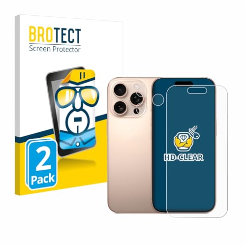 BROTECT (2 Stück Schutzfolie für Apple iPhone 16 Pro (Display+Kamera) Displayschutz Folie Ultra-Klar von BROTECT