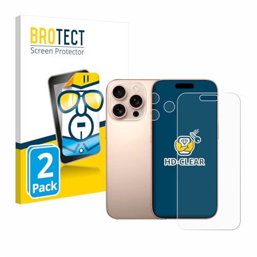 BROTECT (2 Stück Schutzfolie für Apple iPhone 16 Pro Max (Display+Kamera) Displayschutz Folie Ultra-Klar von BROTECT