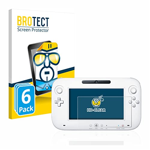 BROTECT (6 Stück Schutzfolie für Nintendo Wii U GamePad (Controller) Displayschutz Folie Ultra-Klar von BROTECT