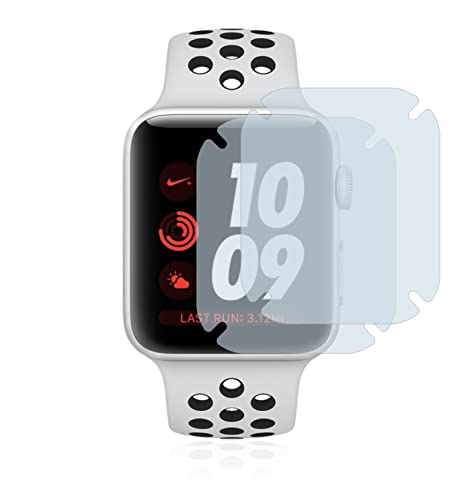 BROTECT 2 Stück Full-Cover Schutzfolie für Apple Watch Nike Plus Series 3 (42 mm) Full-Screen Displayschutz-Folie [3D Curved, Kristall-Klar] von BROTECT