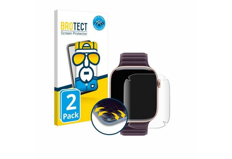 BROTECT Displayschutzfolie Fullscreen Schutzfolie für Apple Watch Series 10 (42 mm), 2 Stück, Displayschutz Folie Fullcover Klar Transparent von BROTECT