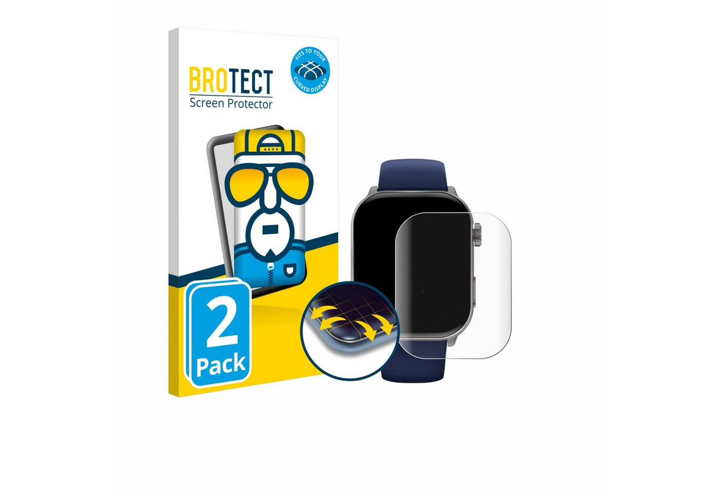 BROTECT Displayschutzfolie Fullscreen Schutzfolie für GARD PRO HEALTH SMARTWATCH 3 (41 mm), 2 Stück, Displayschutz Folie Fullcover Klar Transparent von BROTECT