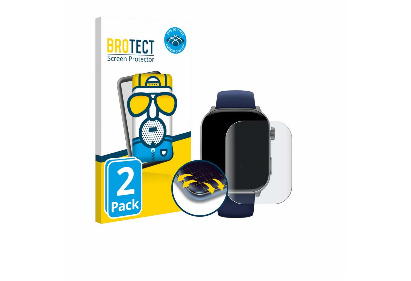 BROTECT Displayschutzfolie Fullscreen Schutzfolie für GARD PRO HEALTH SMARTWATCH 3 (41 mm), 2 Stück, Displayschutz Folie Fullcover Matt Entspiegelungsfolie von BROTECT