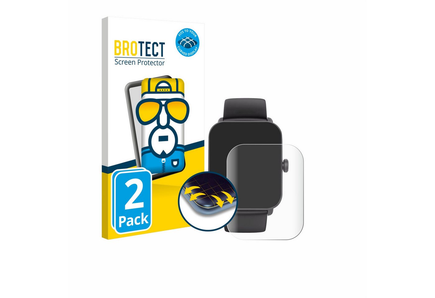 BROTECT Displayschutzfolie Fullscreen Schutzfolie für Hama Smartwatch 6010, 2 Stück, Displayschutz Folie Fullcover Klar Transparent BROTECT Displayschutzfolie Fullscreen Schutzfolie für Hama Smartwatch 6010, 2 Stück, Displayschutz Folie Fullcover Klar Transparent von BROTECT