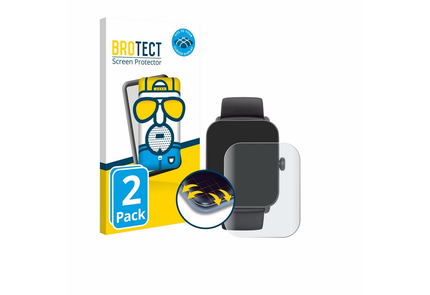 BROTECT Displayschutzfolie Fullscreen Schutzfolie für Hama Smartwatch 6010, 2 Stück, Displayschutz Folie Fullcover Matt Entspiegelungsfolie BROTECT Displayschutzfolie Fullscreen Schutzfolie für Hama Smartwatch 6010, 2 Stück, Displayschutz Folie Fullcover Matt Entspiegelungsfolie von BROTECT