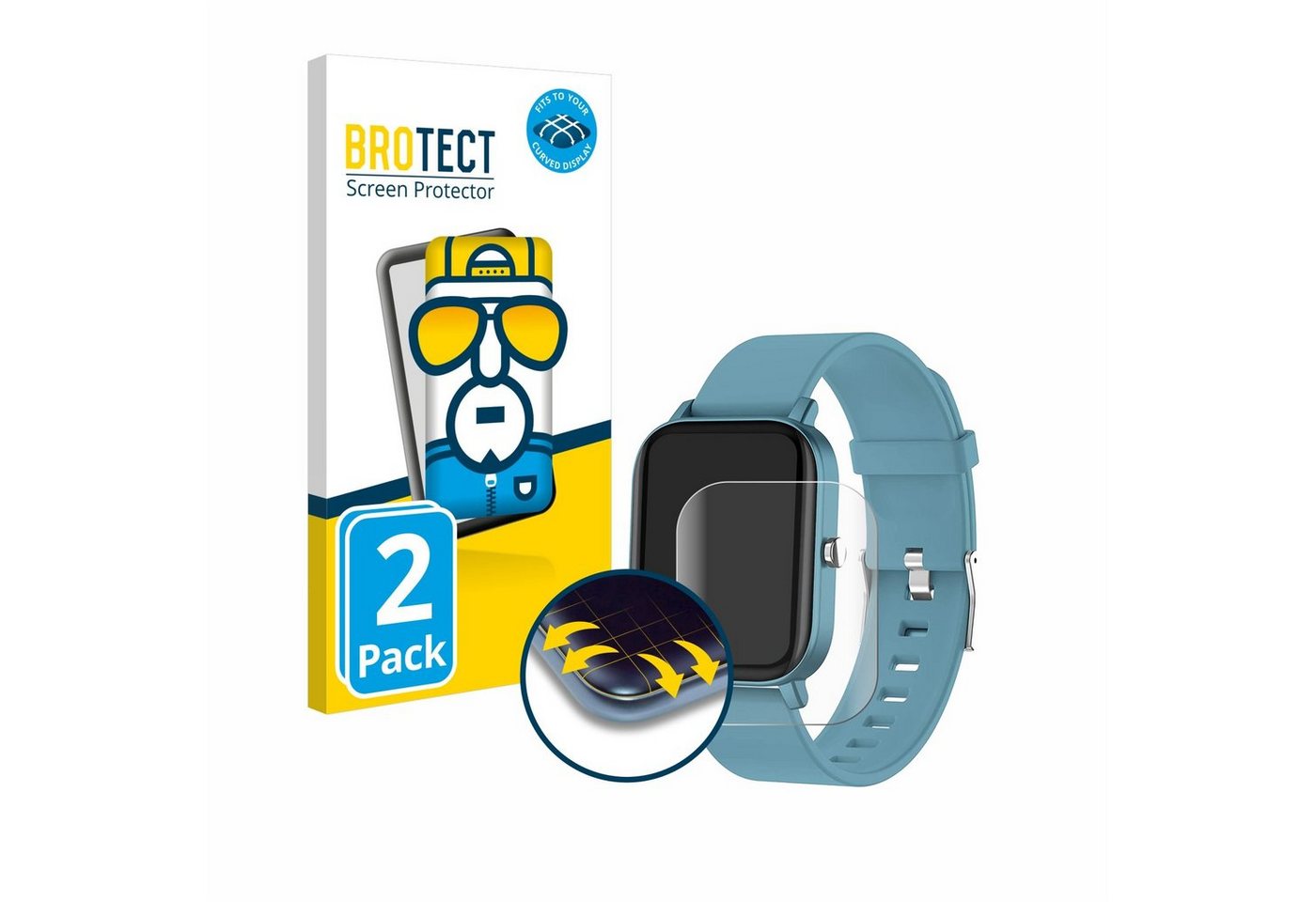 BROTECT Displayschutzfolie Fullscreen Schutzfolie für Pubu Smartwatch, 2 Stück, Displayschutz Folie Fullcover Klar Transparent BROTECT Displayschutzfolie Fullscreen Schutzfolie für Pubu Smartwatch, 2 Stück, Displayschutz Folie Fullcover Klar Transparent von BROTECT