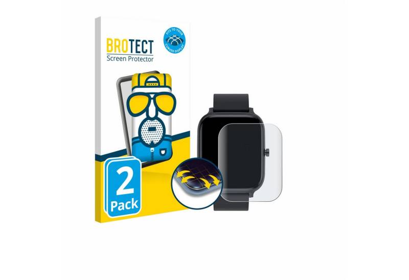 BROTECT Displayschutzfolie Fullscreen Schutzfolie für Torjalph Smartwatch 1.69", 2 Stück, Displayschutz Folie Fullcover Matt Entspiegelungsfolie von BROTECT