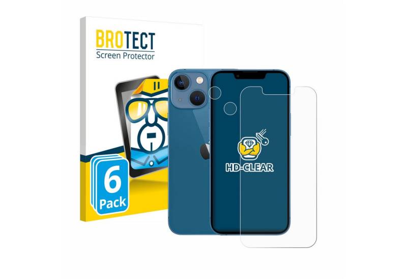 BROTECT Displayschutzfolie Schutzfolie für Apple iPhone 13 mini (Display+Kamera), 6 Stück, 6 Stück, Displayschutz Schutz Folie Klar Transparent von BROTECT