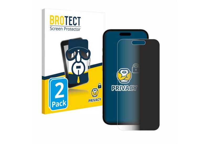 BROTECT Displayschutzfolie Sichtschutzfolie für Apple iPhone 15, 2 Stück, Anti-Spy Privacy Sichtschutz Blickschutzfolie Blaulicht-Schutz von BROTECT