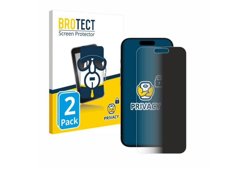 BROTECT Displayschutzfolie Sichtschutzfolie für Apple iPhone 15 Plus, 2 Stück, Anti-Spy Privacy Sichtschutz Blickschutzfolie Blaulicht-Schutz von BROTECT