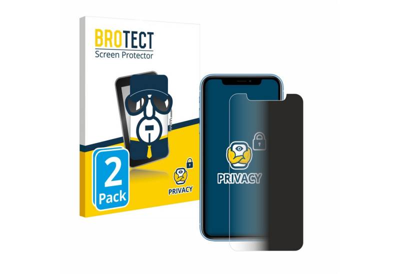 BROTECT Displayschutzfolie Sichtschutzfolie für Apple iPhone XR, 2 Stück, Anti-Spy Privacy Sichtschutz Blickschutzfolie Blaulicht-Schutz von BROTECT