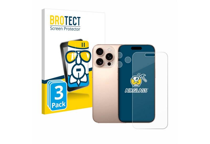 BROTECT Displayschutzglas Schutzglas für Apple iPhone 16 Pro Max (Display+Kamera), 3 Stück, Schutzfolie Display Schutz Glas Folie klar von BROTECT
