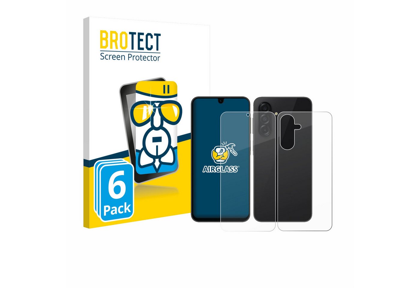 BROTECT Displayschutzglas Schutzglas für Samsung Galaxy A26 5G Enterprise Edition (Display+Rückseite), 6 Stück, 6 Stück, Schutzfolie Display Schutz Glas Folie klar von BROTECT