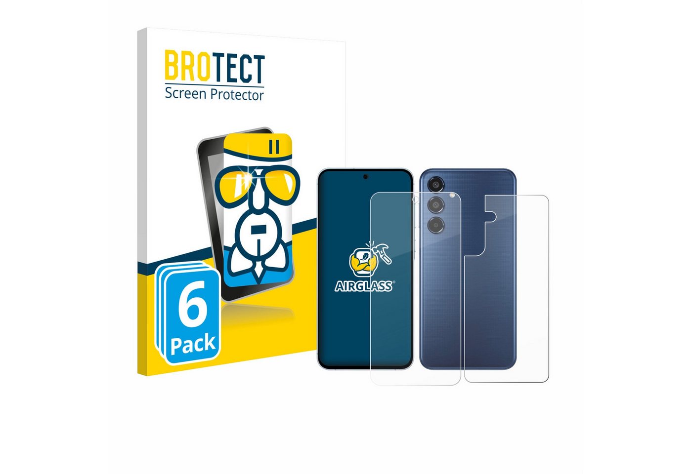 BROTECT Displayschutzglas Schutzglas für Samsung Galaxy M35 (Display+Rückseite), 6 Stück, Schutzfolie Display Schutz Glas Folie klar von BROTECT