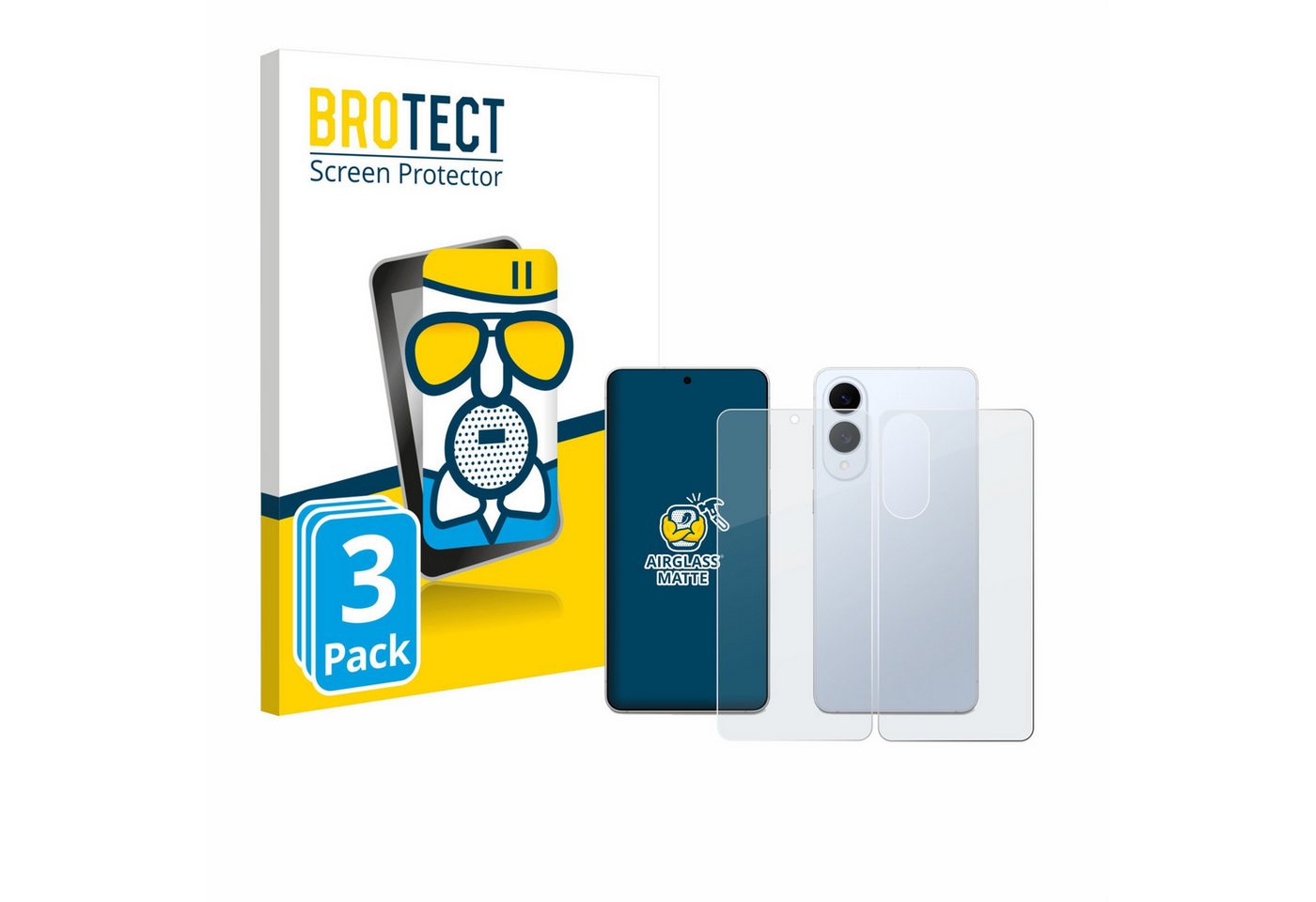 BROTECT Displayschutzglas Schutzglas für Samsung Galaxy S25 Edge (Display+Rückseite), 3 Stück, 3 Stück, Schutzfolie Display Schutz Glas Folie matt von BROTECT