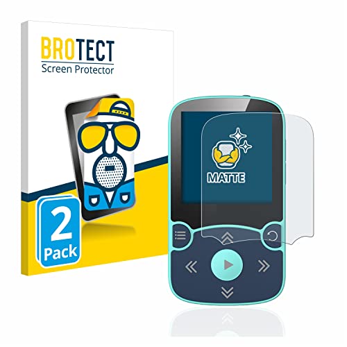 BROTECT Entspiegelungs-Schutzfolie für AGPtek A65X MP3 Player with clip (2 Stück) Matte Displayschutz-Folie, Anti-Reflex, Anti-Fingerprint von BROTECT