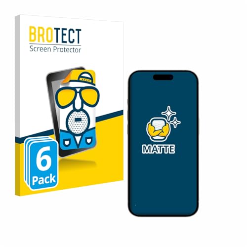 BROTECT Entspiegelungs-Schutzfolie für Apple iPhone 15/15 Pro (6 Stück) Matte Displayschutz-Folie, Anti-Reflex, Anti-Fingerprint von BROTECT