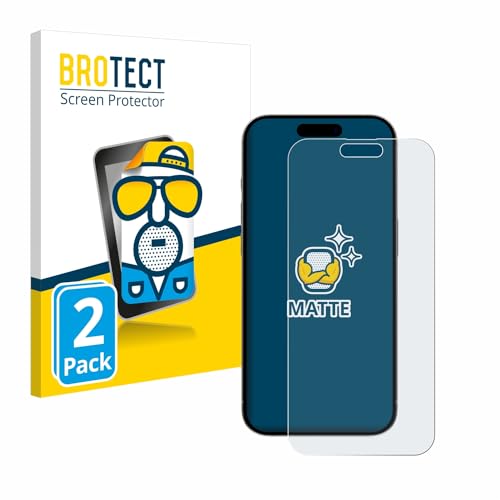 BROTECT Entspiegelungs-Schutzfolie für Apple iPhone 15 Pro Max (2 Stück) Matte Displayschutz-Folie, Anti-Reflex, Anti-Fingerprint von BROTECT