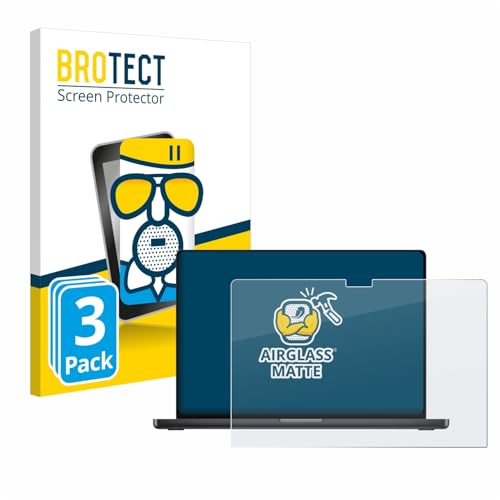 BROTECT Entspiegelungs Schutzglas für Apple MacBook Pro 16" 2024 M4 (3 Stück) Schutzfolie Panzer Folie Glas Matt [Kratzfest 9H, Anti-Reflex] von BROTECT