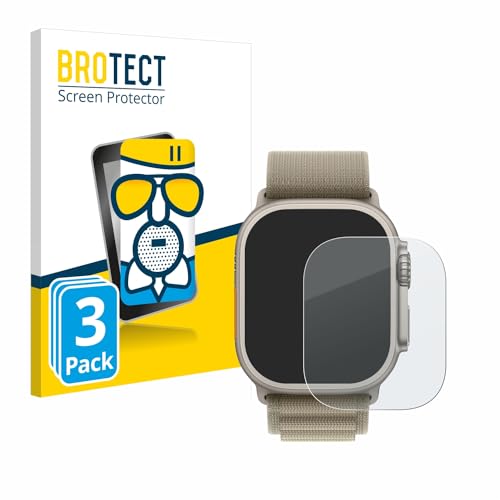 BROTECT Entspiegelungs Schutzglas für Apple Watch Ultra 2 (49 mm) (3 Stück) Schutzfolie Panzer Folie Glas Matt [Extrem Kratzfest 9H, Anti-Reflex] von BROTECT