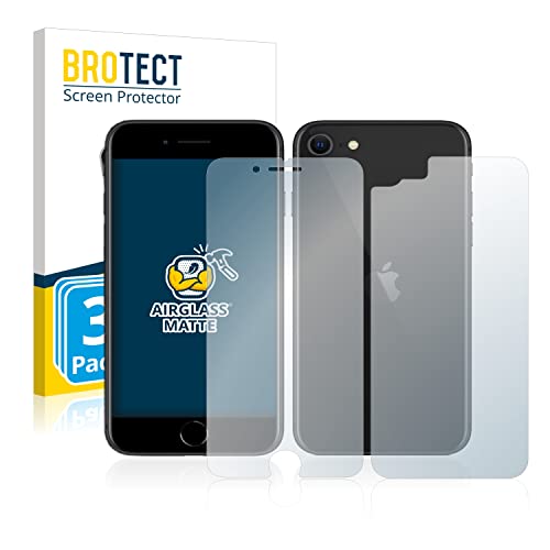 BROTECT Entspiegelungs Schutzglas für Apple iPhone SE 2 / SE 3 (Vorder + Rückseite) (3 Stück) Schutzfolie Panzer Folie Glas Matt [Kratzfest 9H] von BROTECT