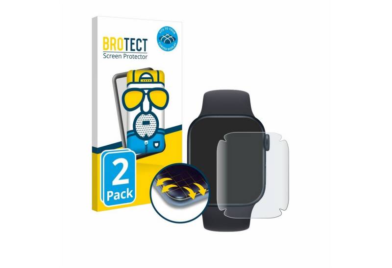 BROTECT Displayschutzfolie Fullscreen Schutzfolie für Apple Watch Series 8 (41 mm), 2 Stück, 2 Stück, Displayschutz Folie Fullcover Matt Entspiegelungsfolie von BROTECT