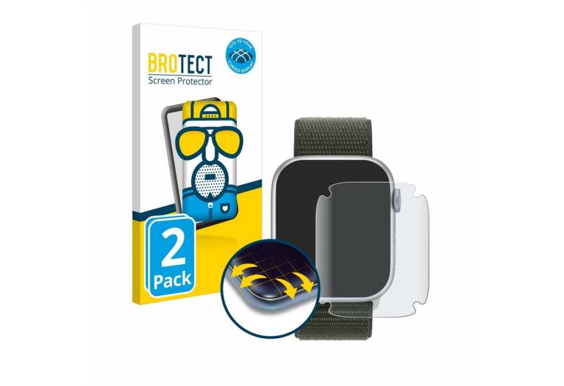 BROTECT Displayschutzfolie Fullscreen Schutzfolie für Apple Watch Series 9 (45 mm), 2 Stück, Displayschutz Folie Fullcover Matt Entspiegelungsfolie von BROTECT