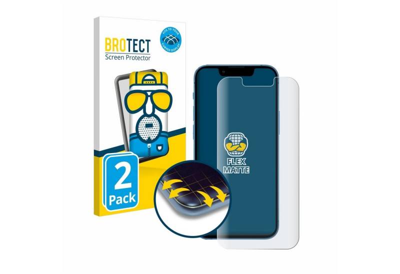 BROTECT Displayschutzfolie Fullscreen Schutzfolie für Apple iPhone 13 mini, 2 Stück, Displayschutz Folie Fullcover Matt Entspiegelungsfolie von BROTECT