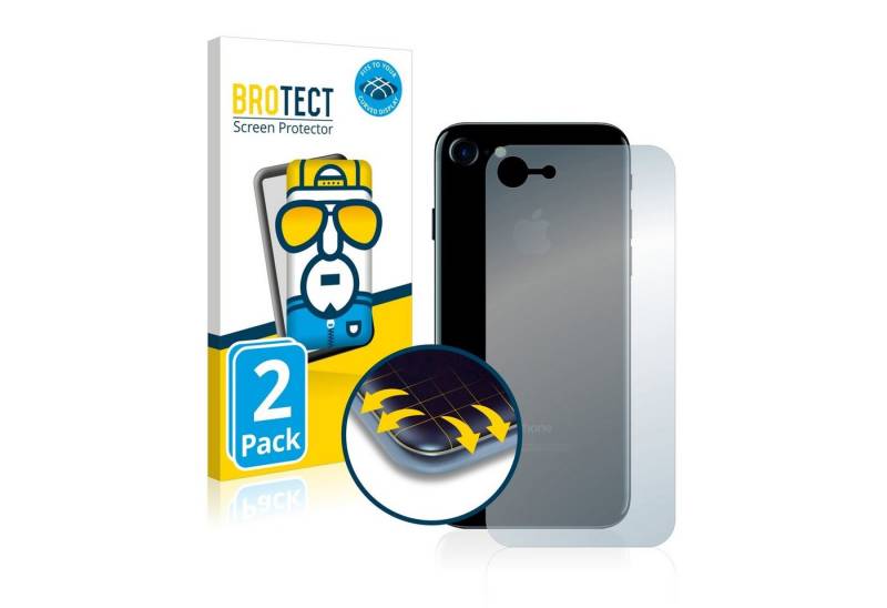 BROTECT Displayschutzfolie Fullscreen Schutzfolie für Apple iPhone 7 Rückseite (gesamte Fläche), 2 Stück, Displayschutz Folie Fullcover Klar Transparent von BROTECT