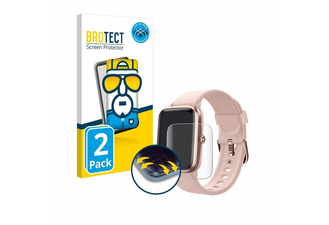 BROTECT Full-Screen Schutzfolie für Fitpolo Smartwatch 207 1.3, Displayschutzfolie, 2 Stück, 3D Curved klar" von BROTECT