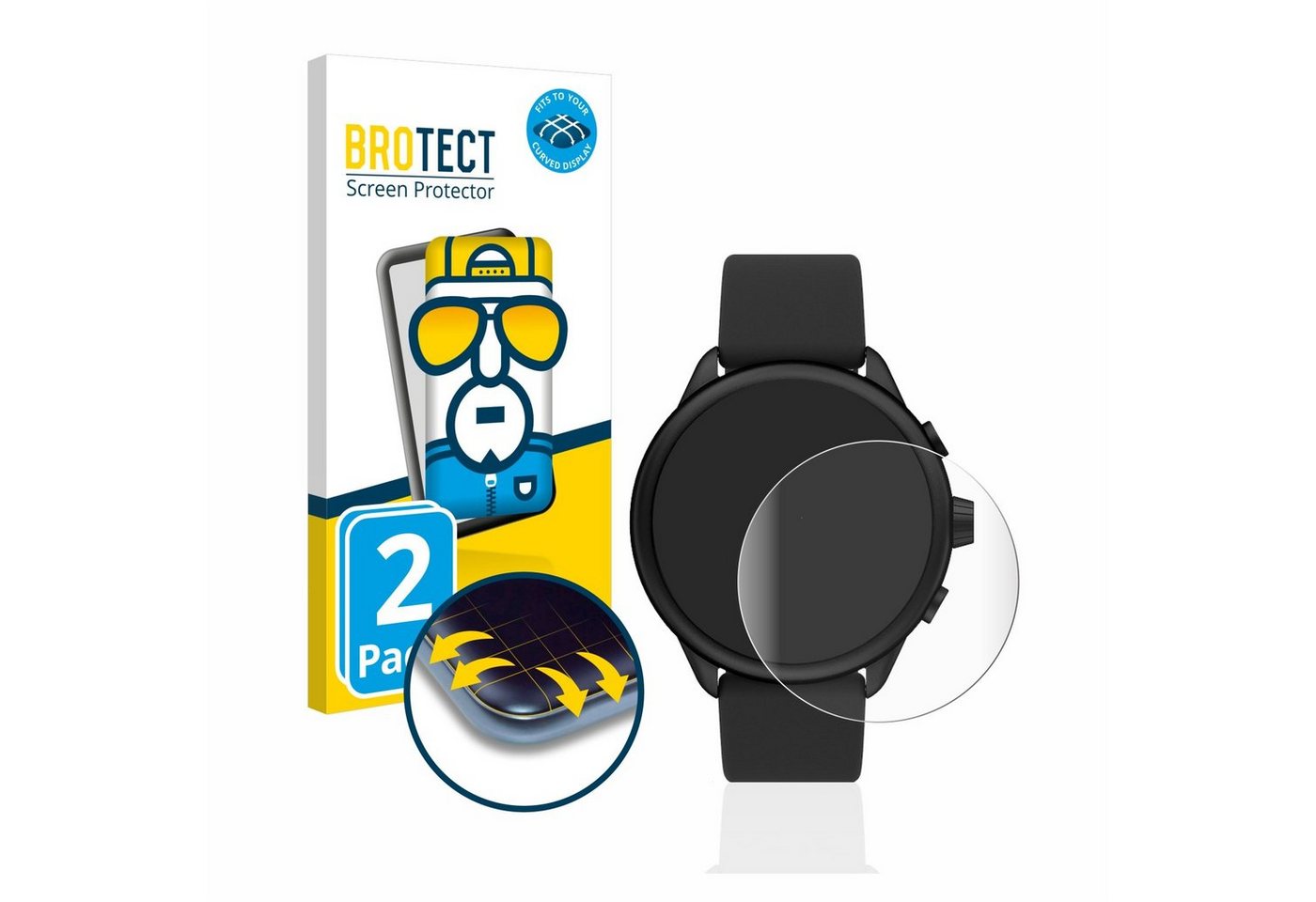 BROTECT Full-Screen Schutzfolie für Fossil Smartwatch Wellness (Gen 6) Hybrid, Displayschutzfolie, 2 Stück, 3D Curved klar von BROTECT
