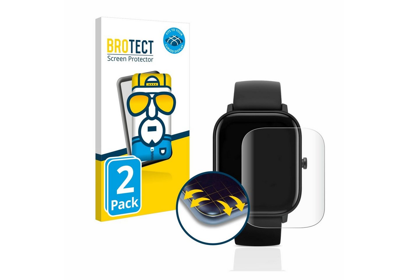 BROTECT Full-Screen Schutzfolie für Huami Amazfit GTS, Displayschutzfolie, 2 Stück, 3D Curved klar von BROTECT