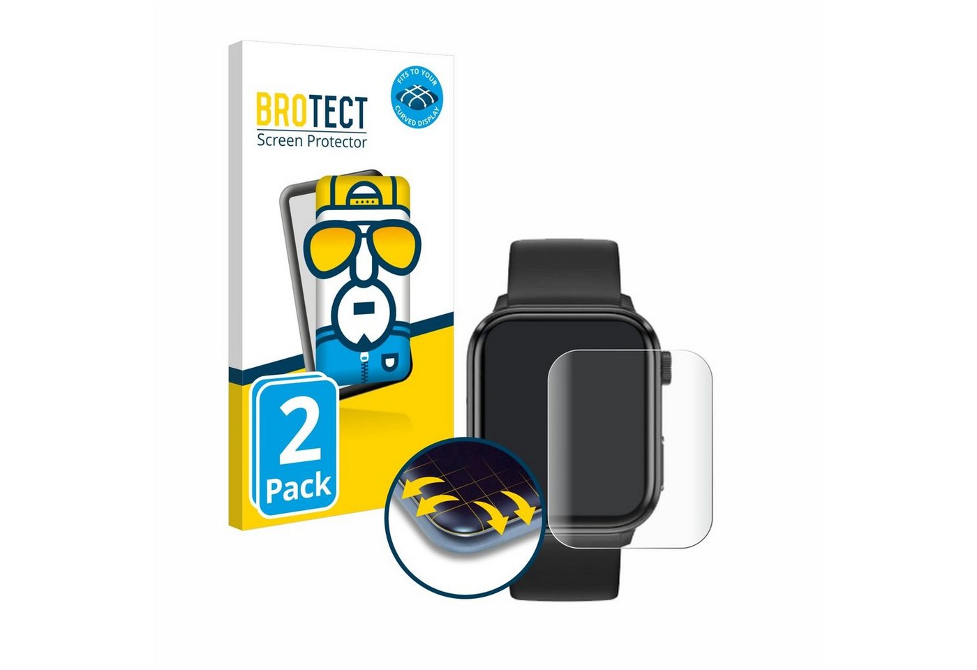BROTECT Full-Screen Schutzfolie für Ice-Watch ICE smart 2.0 1.96, Displayschutzfolie, 2 Stück, 3D Curved klar" von BROTECT