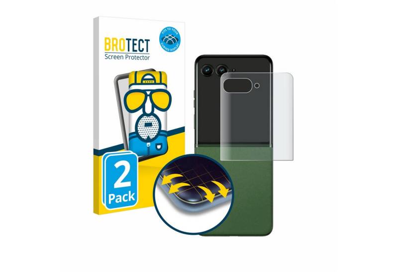 BROTECT Displayschutzfolie Fullscreen Schutzfolie für Motorola Razr 50 Ultra (Hinteres Display), 2 Stück, Displayschutz Folie Fullcover Matt Entspiegelungsfolie von BROTECT