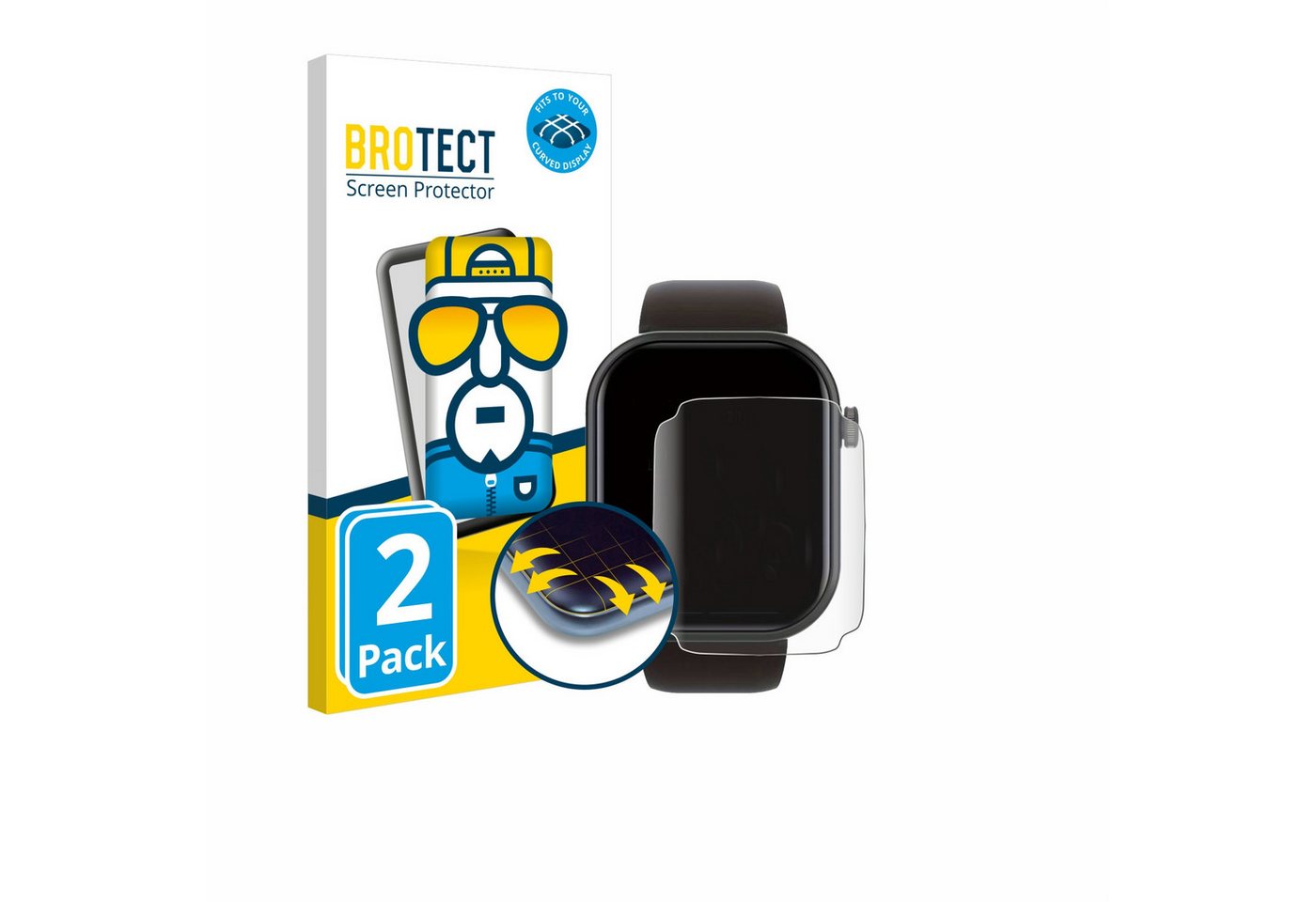 BROTECT Full-Screen Schutzfolie für Smartwatch IDW15 1.8, Displayschutzfolie, 2 Stück, 3D Curved klar" von BROTECT