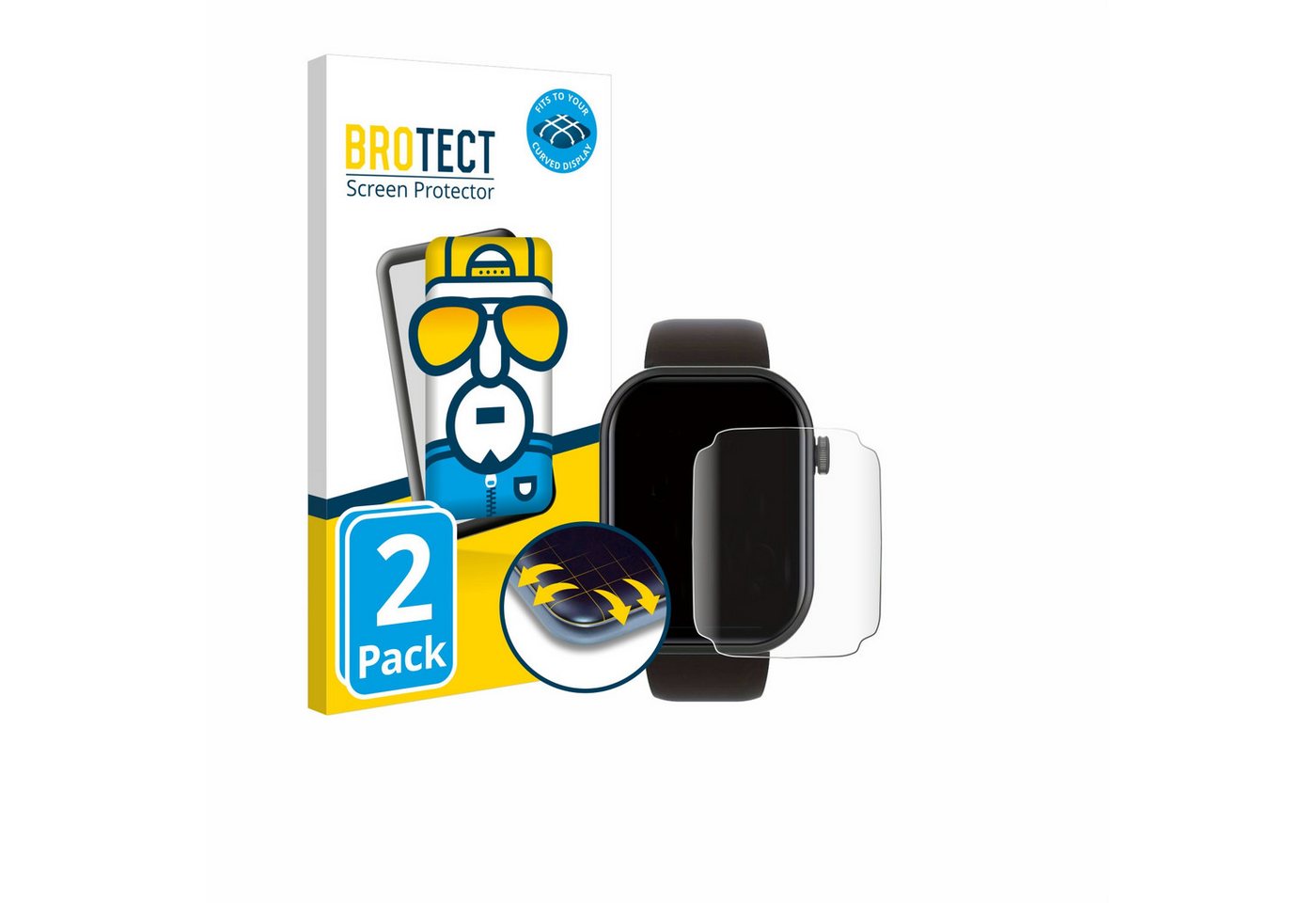 BROTECT Full-Screen Schutzfolie für Smartwatch IDW19 1.8, Displayschutzfolie, 2 Stück, 3D Curved klar" von BROTECT