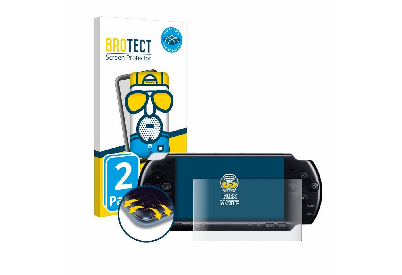 BROTECT Full-Screen Schutzfolie für Sony PSP 3004, Displayschutzfolie, 2 Stück, 3D Curved matt entspiegelt Full-Screen Anti-Reflex von BROTECT