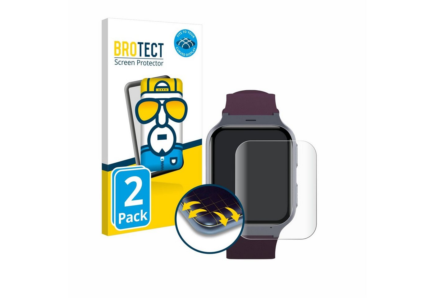 BROTECT Full-Screen Schutzfolie für TCL Safety Watch MT43AX, Displayschutzfolie, 2 Stück, 3D Curved klar von BROTECT