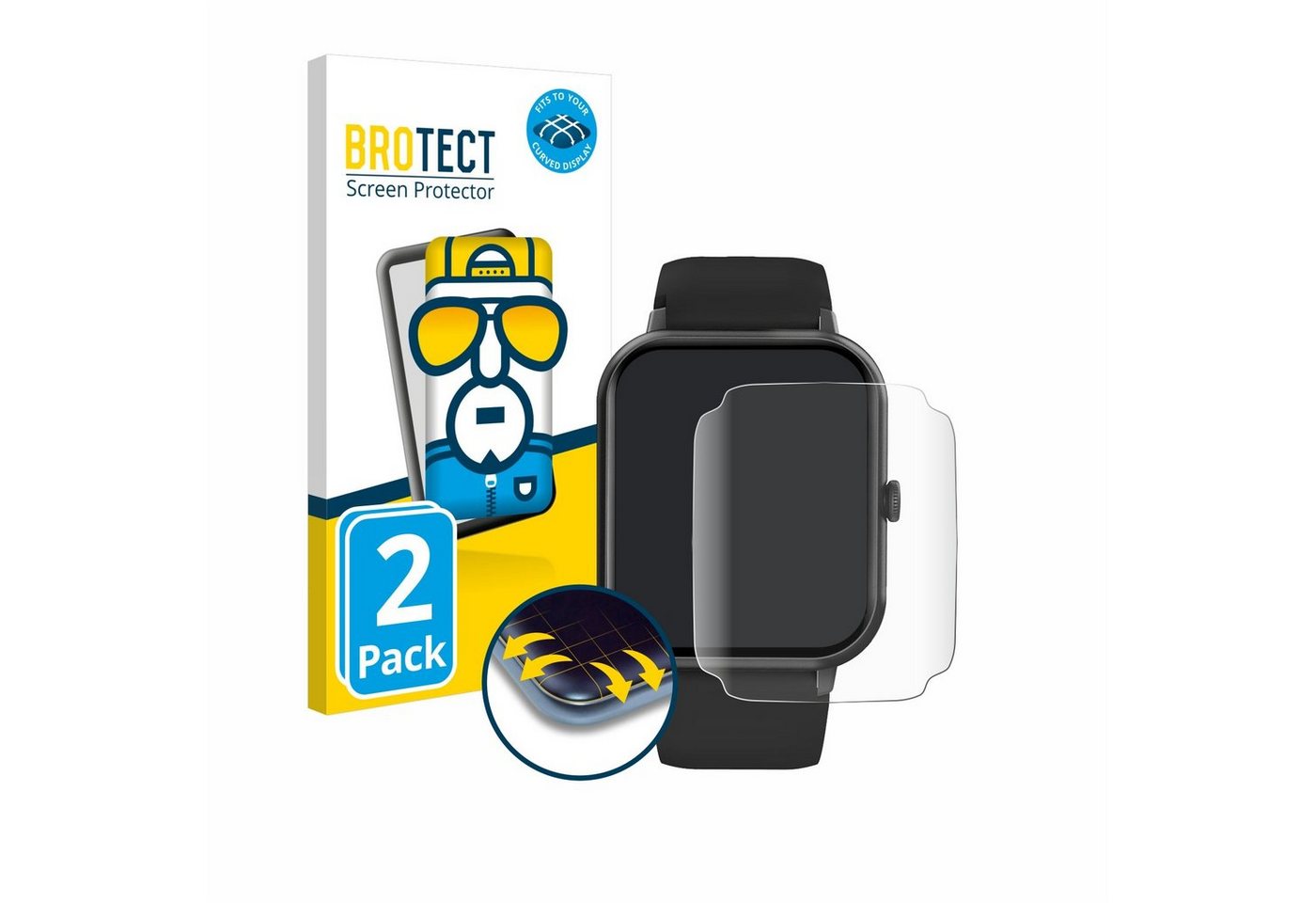 BROTECT Displayschutzfolie Fullscreen Schutzfolie für Yuede Smartwatch 1.85", 2 Stück, Displayschutz Folie Fullcover Klar Transparent BROTECT Displayschutzfolie Fullscreen Schutzfolie für Yuede Smartwatch 1.85", 2 Stück, Displayschutz Folie Fullcover Klar Transparent von BROTECT