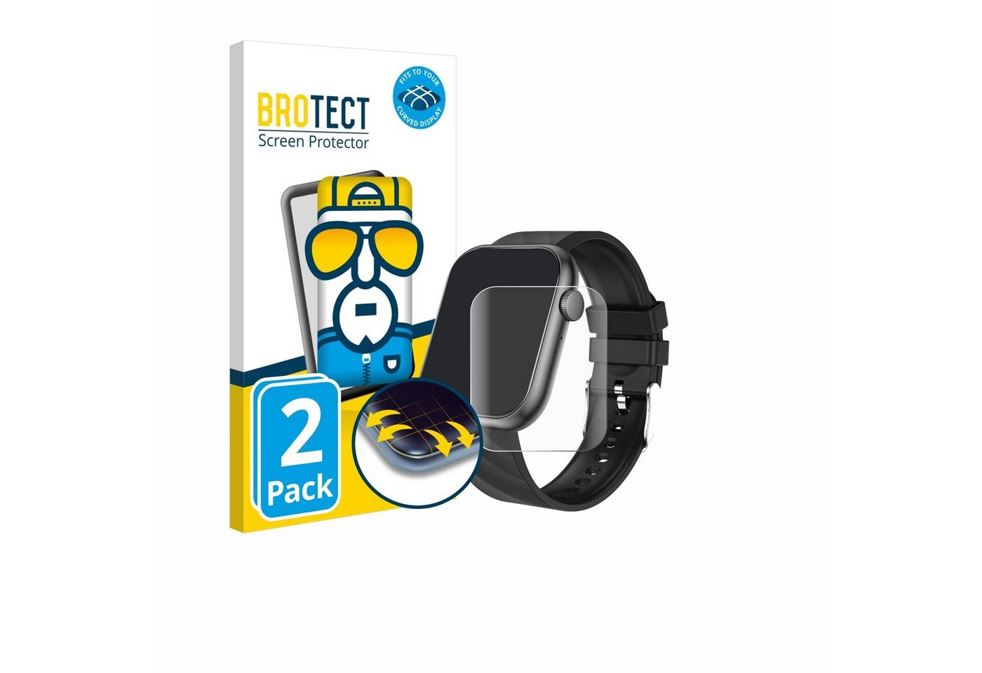 BROTECT Full-Screen Schutzfolie für walkbee Smartwatch 1.83, Displayschutzfolie, 2 Stück, 3D Curved klar" von BROTECT