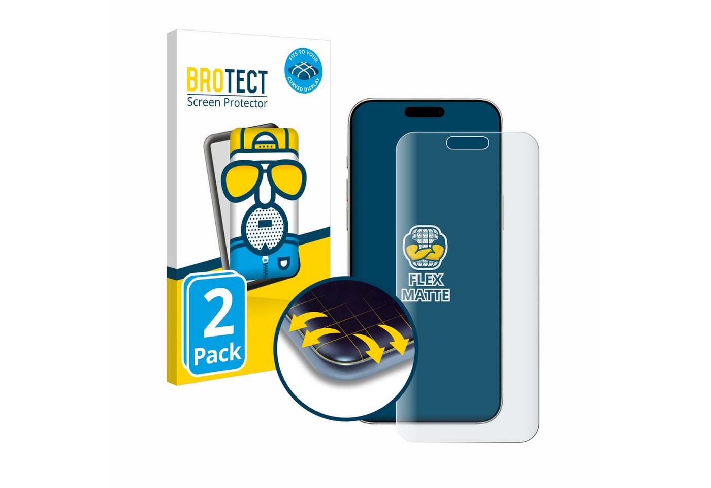 BROTECT Displayschutzfolie Fullscreen Schutzfolie für Apple iPhone 16 Pro, 2 Stück, Displayschutz Folie Fullcover Matt Entspiegelungsfolie BROTECT Displayschutzfolie Fullscreen Schutzfolie für Apple iPhone 16 Pro, 2 Stück, Displayschutz Folie Fullcover Matt Entspiegelungsfolie von BROTECT