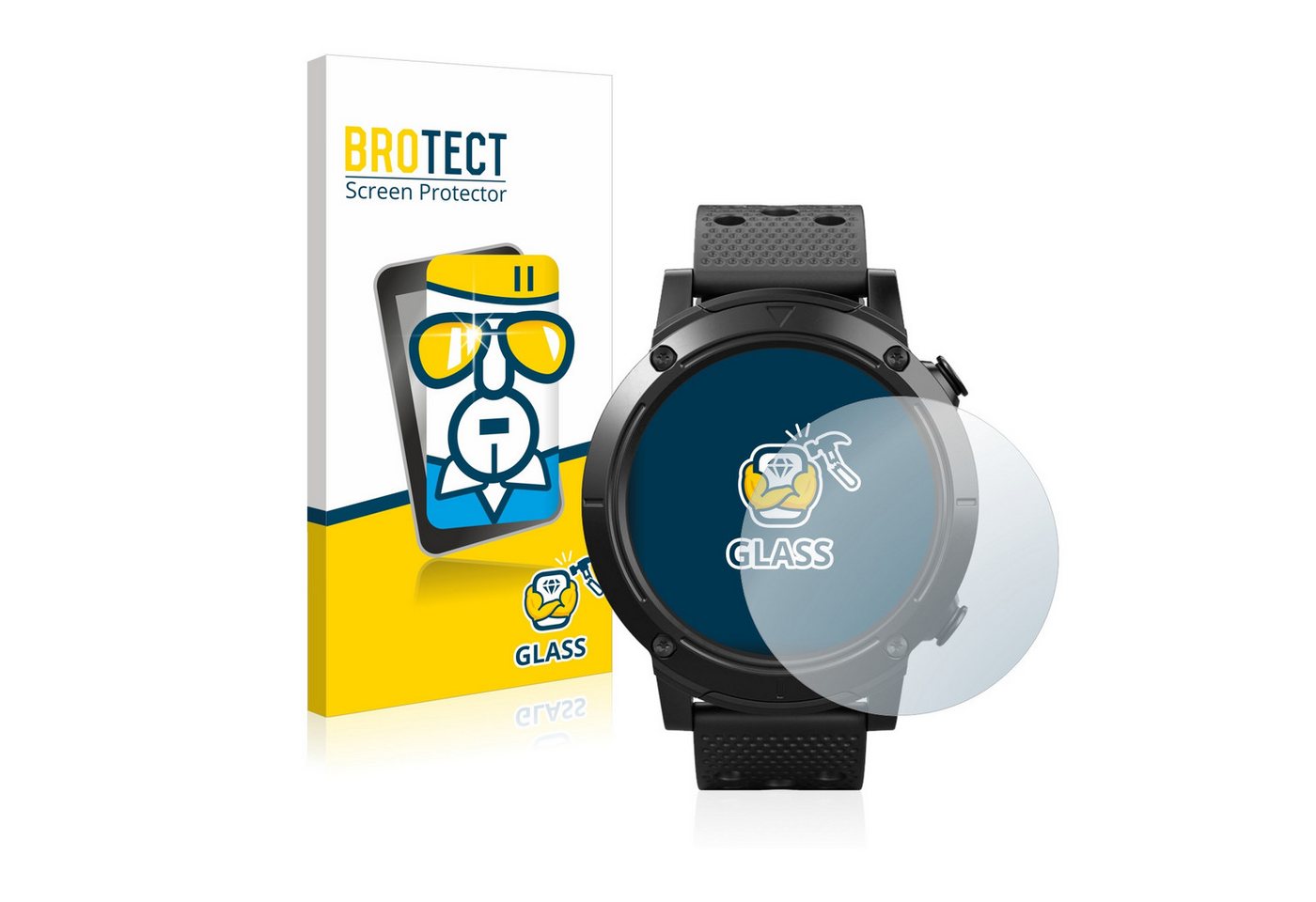 BROTECT Panzerglas für SilverCrest Smartwatch Sport, Displayschutzglas, Schutzglas Echtglas 9H Härte HD-Clear von BROTECT